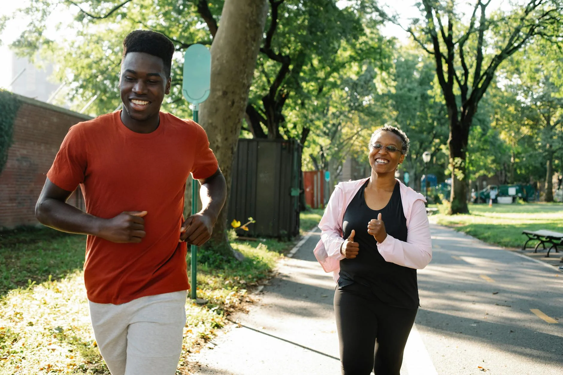 a man and a woman jogging